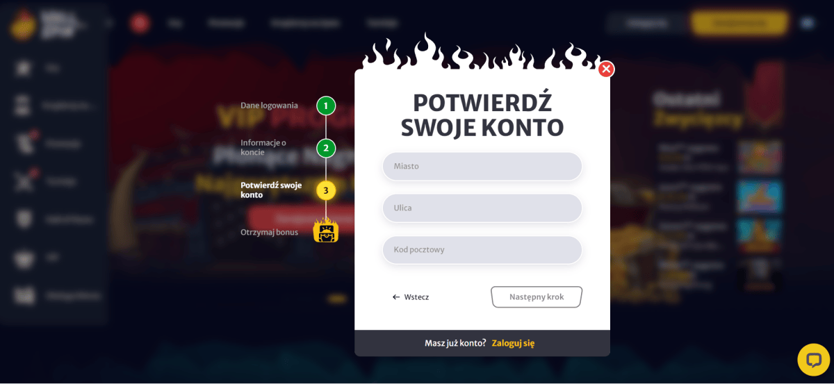 HellSpin CASINO Rejestracja Krok 4